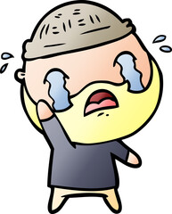 cartoon bearded man crying waving goodbye