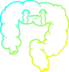cold gradient line drawing of a cartoon colon