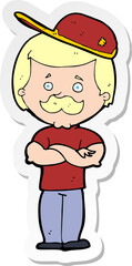 sticker of a cartoon manly man