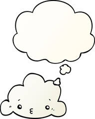 cartoon cloud with thought bubble in smooth gradient style