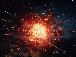 Fototapeta na wymiar Colorful Fireworks Lighting up the Night Sky at a Festive Event