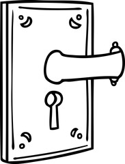 hand drawn line drawing doodle of a door handle