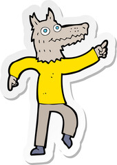 sticker of a cartoon wolf man