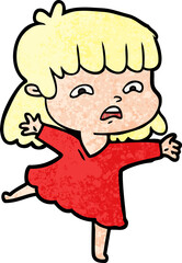 cartoon worried woman