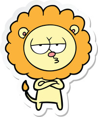 sticker of a cartoon bored lion