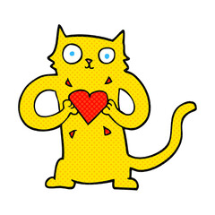 freehand drawn cartoon cat with love heart