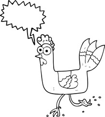 freehand drawn speech bubble cartoon chicken running