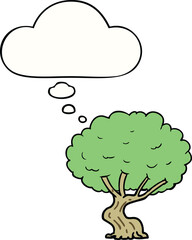 cartoon tree with thought bubble