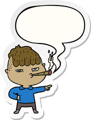 cartoon man smoking with speech bubble sticker