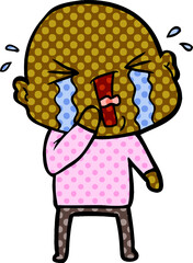 cartoon crying bald man