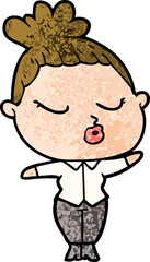 cartoon calm woman