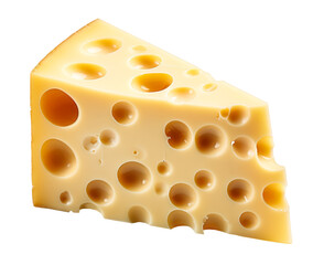 piece of cheese with holes isolated on a transparent background