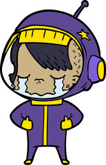 cartoon crying astronaut girl