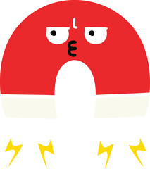 flat color retro cartoon of a magnet