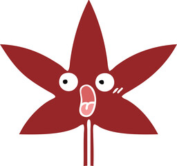 flat color retro cartoon of a autumnal leaf