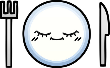 gradient shaded cartoon of a dinner plate
