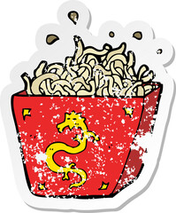 retro distressed sticker of a cartoon noodle box