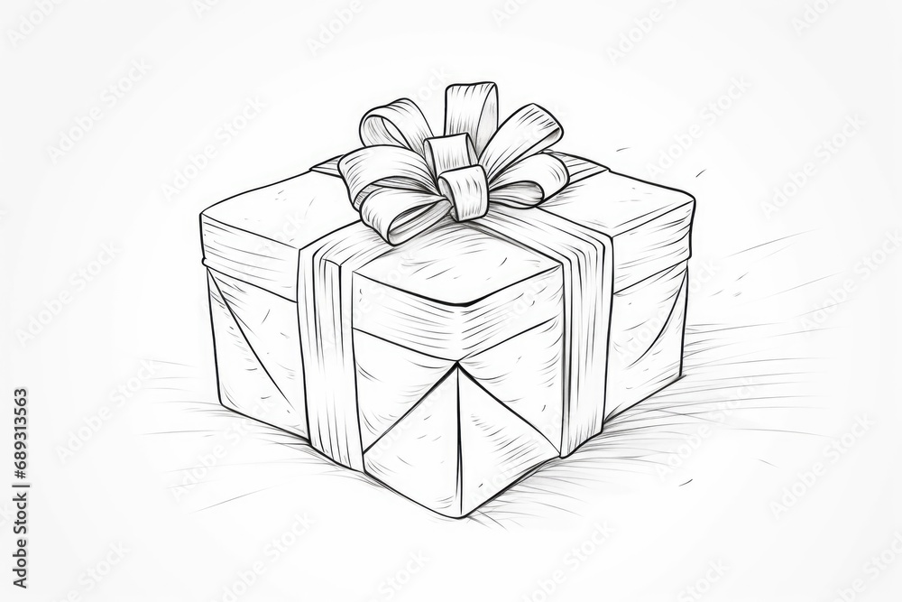 Aufkleber A simple and elegant drawing of a gift box with a beautiful bow. Perfect for adding a touch of charm to any project or design