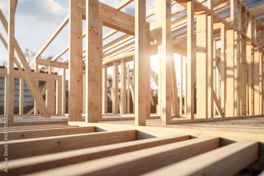 Poster a picture of a house in the process of being built. can be used to showcase construction projects or