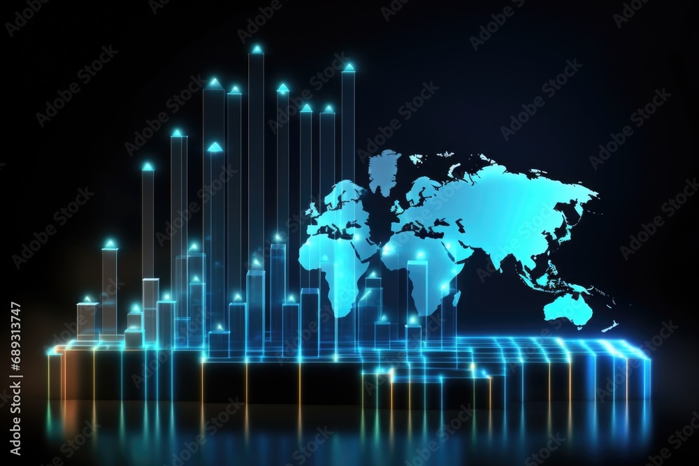Poster A map of the world is displayed on a dark background. This image can be used for various purposes