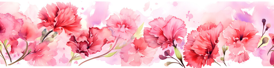 Fototapeta premium watercolour carnation flowers background banner