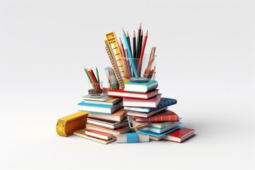 A pile of books with pencils on top. Perfect for educational and creative concepts