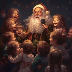 portrait of santa claus with children