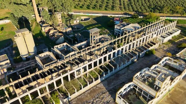 An old and abandoned cement factory now used as a airsoft arena located in Villanueva del Rio y Minas, Seville Spain