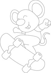 Mouse Skater Skateboard Sports Animal Vector Graphic Art Illustration