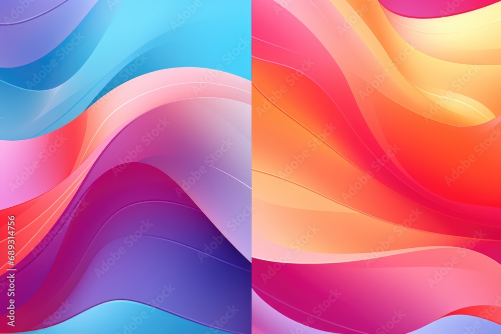 Poster A set of two different colored waves. Perfect for adding a vibrant touch to any design or project