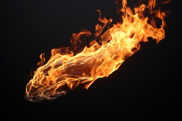 Obraz premium Close-up view of a fire on a black background. Perfect for adding warmth and intensity to any design or project