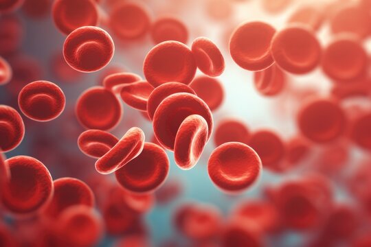 A captivating image of red blood cells floating in the air. Perfect for medical and scientific presentations or publications