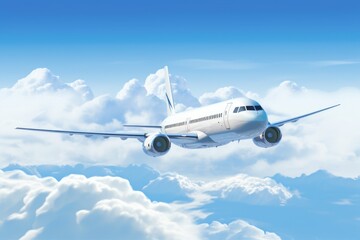 A large passenger jet flying through the clouds. Perfect for travel or aviation-related projects