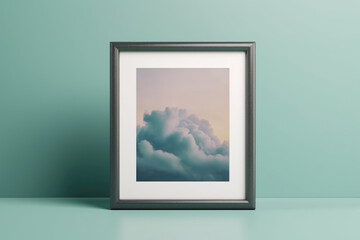 A picture frame featuring a beautiful cloud in the sky. Perfect for adding a touch of nature to any space