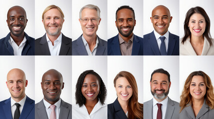 Professional Portraits of Diverse Business Men and Women