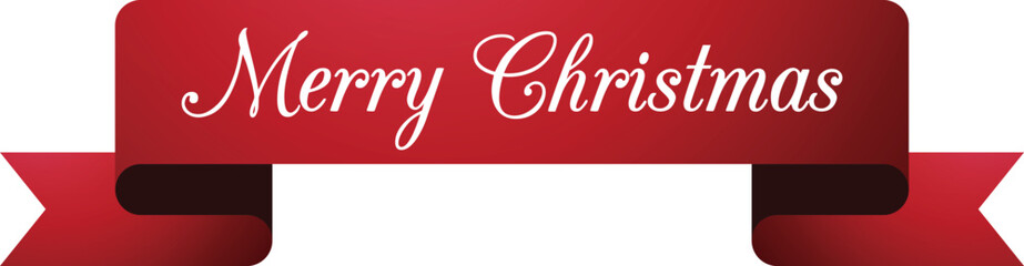 Merry Christmas Red Ribbon Banner