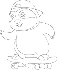 Sloth Skater Skateboard Sports Animal Vector Graphic Art Illustration