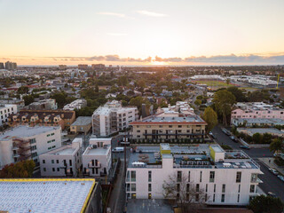 Aerial view of the Mar Vista neighborhood with the city of Los  Angeles and the Pacific Ocean in...
