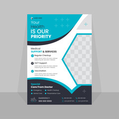 blue & black marketing flyer design template vector