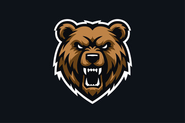 Imposing Vector Bear Mascot Logo - Ideal for Sports Teams, Robust Athletic Branding & School Spirit - obrazy, fototapety, plakaty