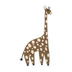 Giraffe animal. Brightly colored childish print. Cute animal for Mother's Day. Colorful kids vector illustration