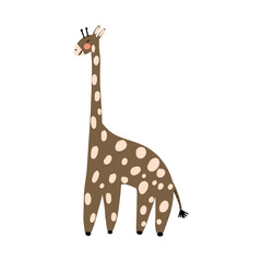 Giraffe animal. Brightly colored childish print. Cute animal for Mother's Day. Colorful kids vector illustration