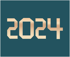 Happy New Year 2024 Abstract Graphic Design Vector Logo Symbol Illustration With Green Background