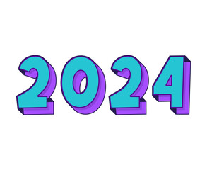 Happy New Year 2024 Abstract Yellow And Pink Graphic Design Vector Logo Symbol Illustration With Blue Background