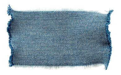 Piece of torn denim on a white background. Denim texture