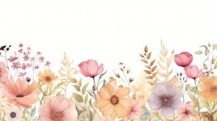 Watercolor vintage flower garden background, decorative flower background pattern, PPT background