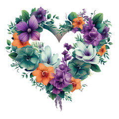 floral heart graphic, free vector art, clipart,