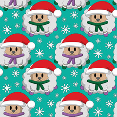 Seamless pattern with cute Christmas Sheep