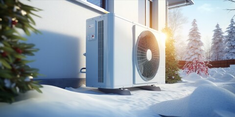 Dual Efficiency Triumph: Heat Pumps Outshine Oil and Gas Heaters, Providing Superior Warming in Cold Weather - obrazy, fototapety, plakaty