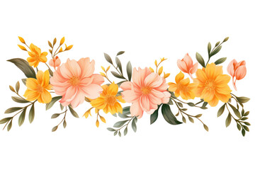 floral border with yellow and pink flowers